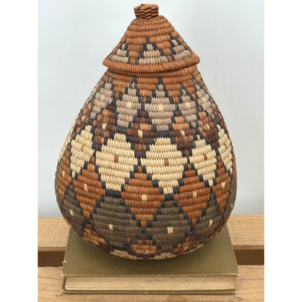 Handmade Zulu Basket Zandile Xulu South Africa Woven Ukhamba Beer Basket Lidded